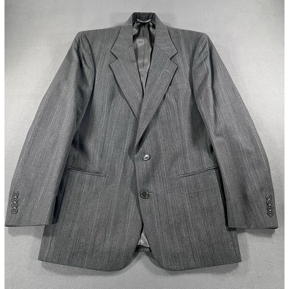VTG Christian Dior Monsieur Mens 40L Gray Plaid Suit Jacket Blazer USA Wool